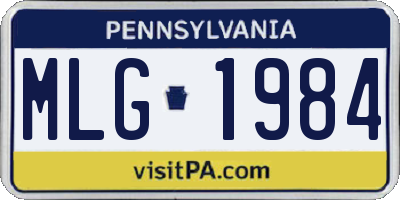 PA license plate MLG1984