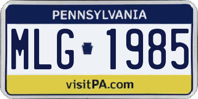 PA license plate MLG1985