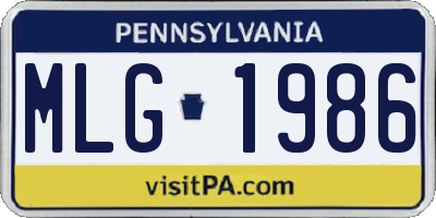 PA license plate MLG1986