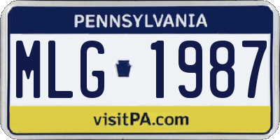 PA license plate MLG1987