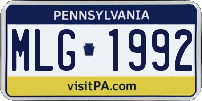 PA license plate MLG1992