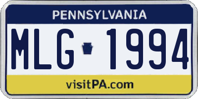 PA license plate MLG1994