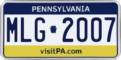 PA license plate MLG2007