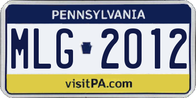 PA license plate MLG2012
