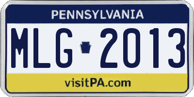 PA license plate MLG2013