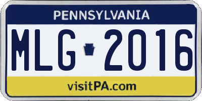 PA license plate MLG2016