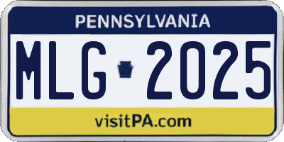 PA license plate MLG2025