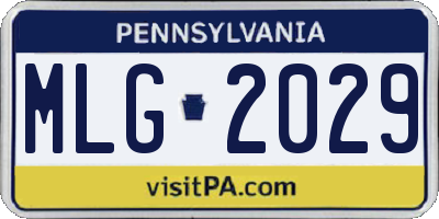 PA license plate MLG2029