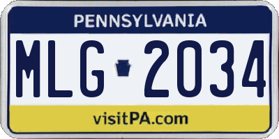 PA license plate MLG2034