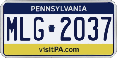 PA license plate MLG2037