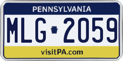 PA license plate MLG2059