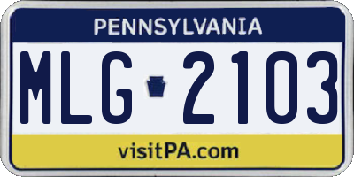 PA license plate MLG2103