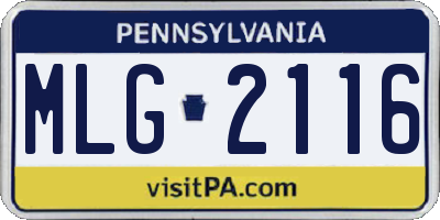PA license plate MLG2116