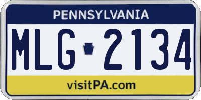 PA license plate MLG2134