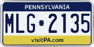 PA license plate MLG2135