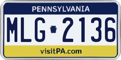 PA license plate MLG2136