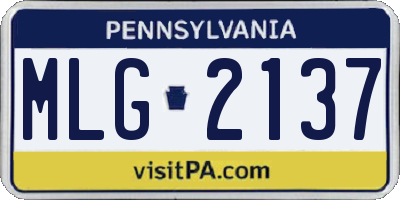 PA license plate MLG2137