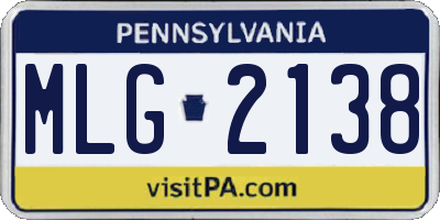 PA license plate MLG2138