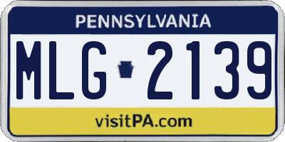 PA license plate MLG2139