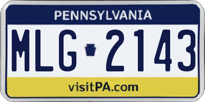 PA license plate MLG2143