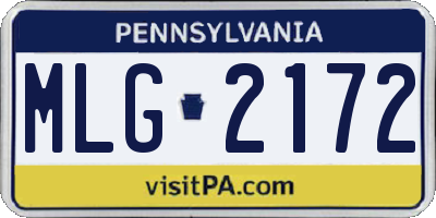 PA license plate MLG2172