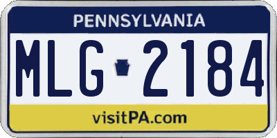 PA license plate MLG2184