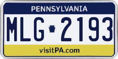 PA license plate MLG2193