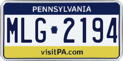 PA license plate MLG2194