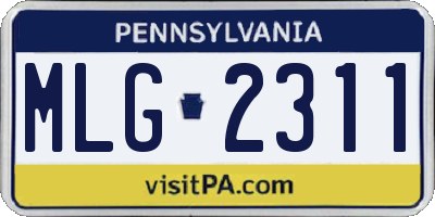 PA license plate MLG2311