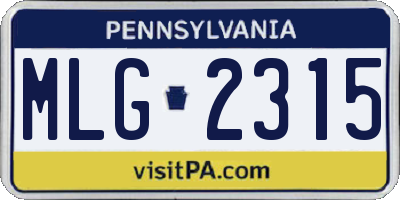 PA license plate MLG2315