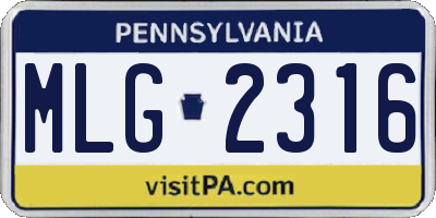PA license plate MLG2316