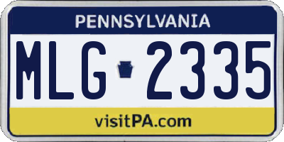 PA license plate MLG2335