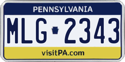 PA license plate MLG2343