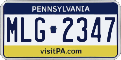 PA license plate MLG2347