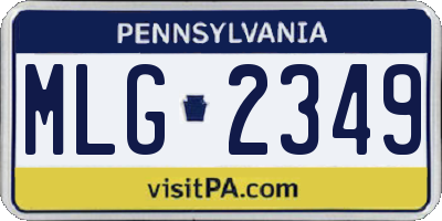 PA license plate MLG2349