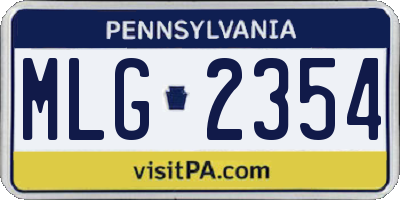 PA license plate MLG2354