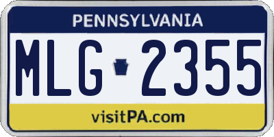 PA license plate MLG2355
