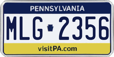 PA license plate MLG2356