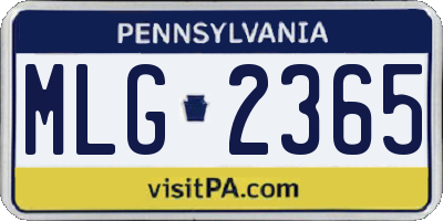 PA license plate MLG2365