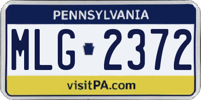 PA license plate MLG2372