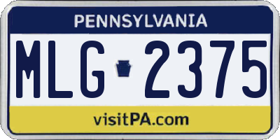 PA license plate MLG2375