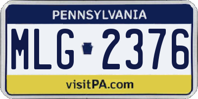 PA license plate MLG2376