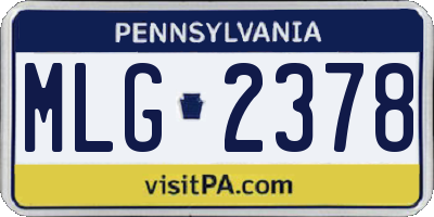 PA license plate MLG2378