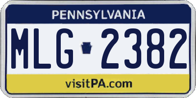 PA license plate MLG2382