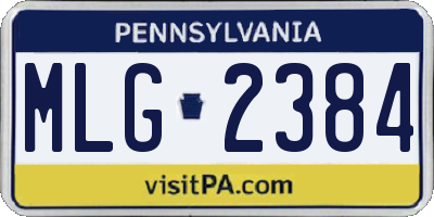 PA license plate MLG2384