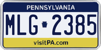 PA license plate MLG2385