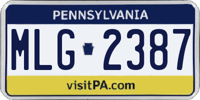 PA license plate MLG2387