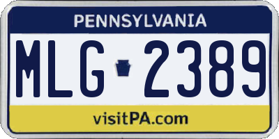 PA license plate MLG2389