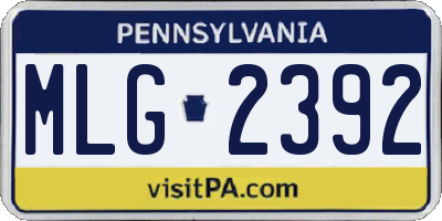 PA license plate MLG2392