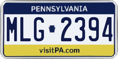 PA license plate MLG2394